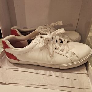 Nautica womens white and red lace up sneakers shoes size 10 Pre-owned
